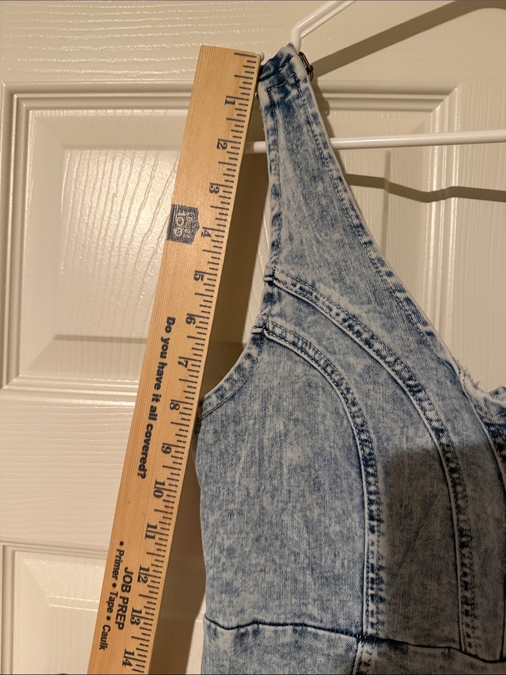 Light Blue Acid-Wash Denim Mini Dress with Front Zip - Picture 12 of 13